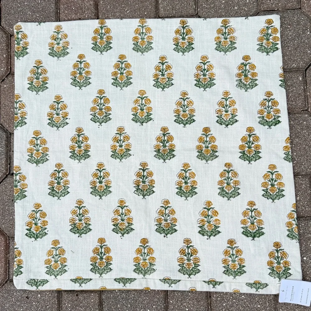 Pottery Barn Redmond Embroidered Reversible Floral Pillow Cover 24” x 24” - Picture 2 of 5